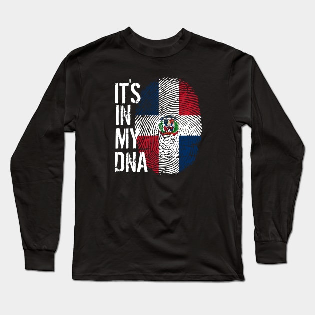 Dominican republic Flag Fingerprint My Story DNA Santo Domingo Domrep Long Sleeve T-Shirt by Your Culture & Merch